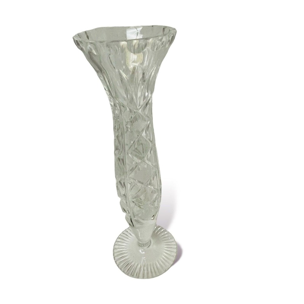 Vintage Imperlux Genuine Hand Cut Lead Crystal Vase West Germany 8" x 1/2"
